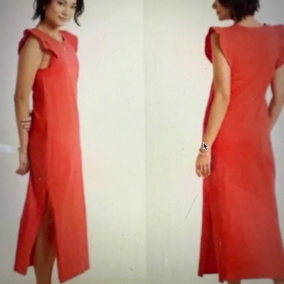 Z Supply Women's Orange Coral Blakely Slub Ruffle Dress Summer Spring Size XS - Picture 3 of 5